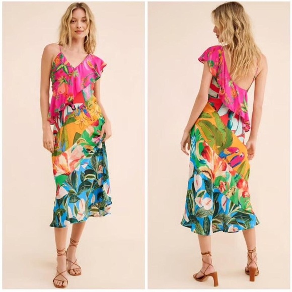 FARM Rio Pink and Gray Floral Dress - Picture 1 of 6